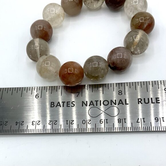 Rutilated Natural Quartz Crystal Stretch Bracelet Gemstone 13x0.5” Beads w/ Box - Picture 8 of 11